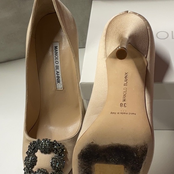 HANGISI
Champagne Satin Jewel Buckle Pumps - Picture 10 of 10
